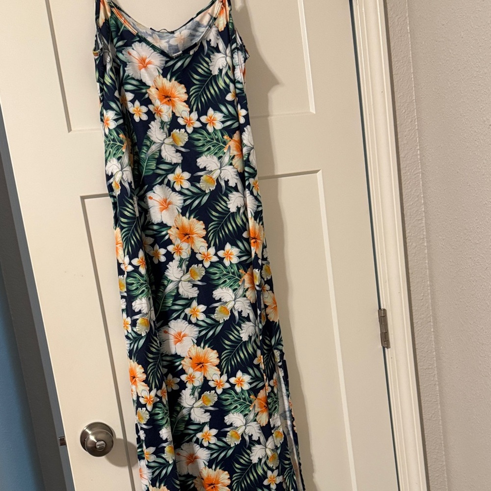 Floral Maxi Dress with Tropical Print